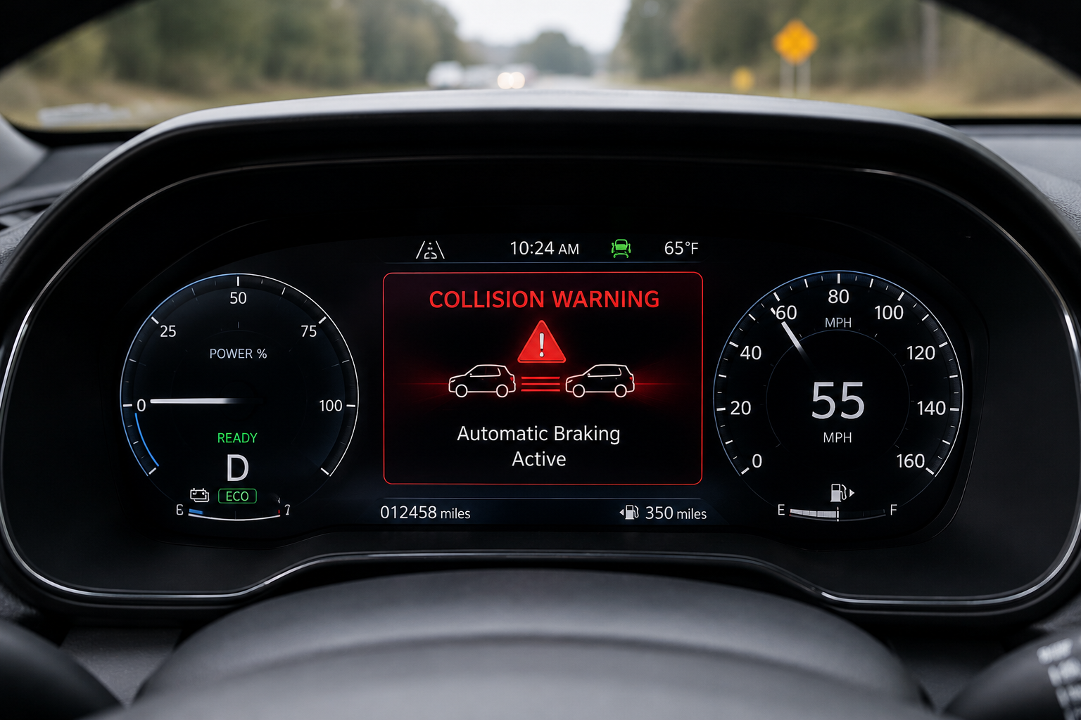 Dashboard collision warning caused by phantom braking system malfunction