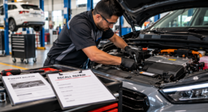 Dealer performing vehicle recall repair under manufacturer warranty